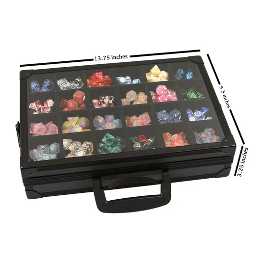 Dice Display Case and Rolling Tray with 2 Removable Divided Dice Trays - Storage Box Holds up to 480 Metal or Plastic Polyhedral Dice Sets