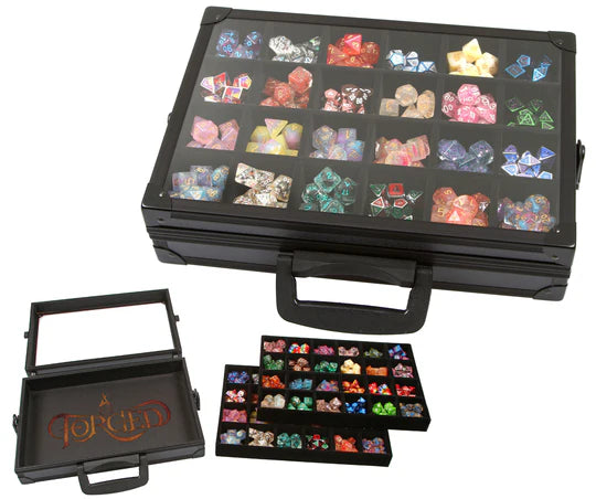 Dice Display Case and Rolling Tray with 2 Removable Divided Dice Trays - Storage Box Holds up to 480 Metal or Plastic Polyhedral Dice Sets