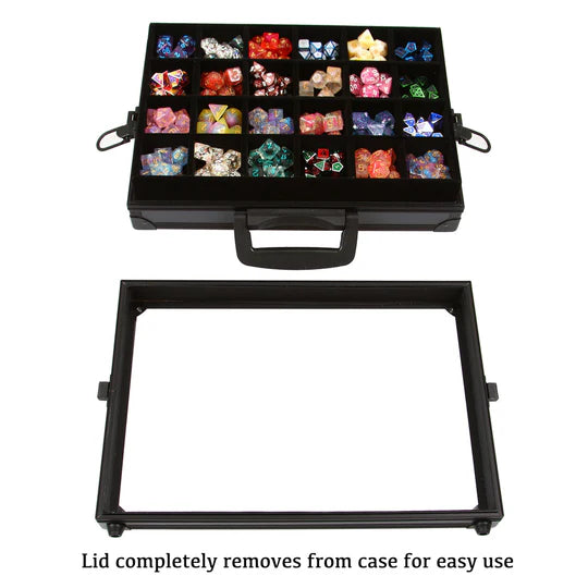 Dice Display Case and Rolling Tray with 2 Removable Divided Dice Trays - Storage Box Holds up to 480 Metal or Plastic Polyhedral Dice Sets