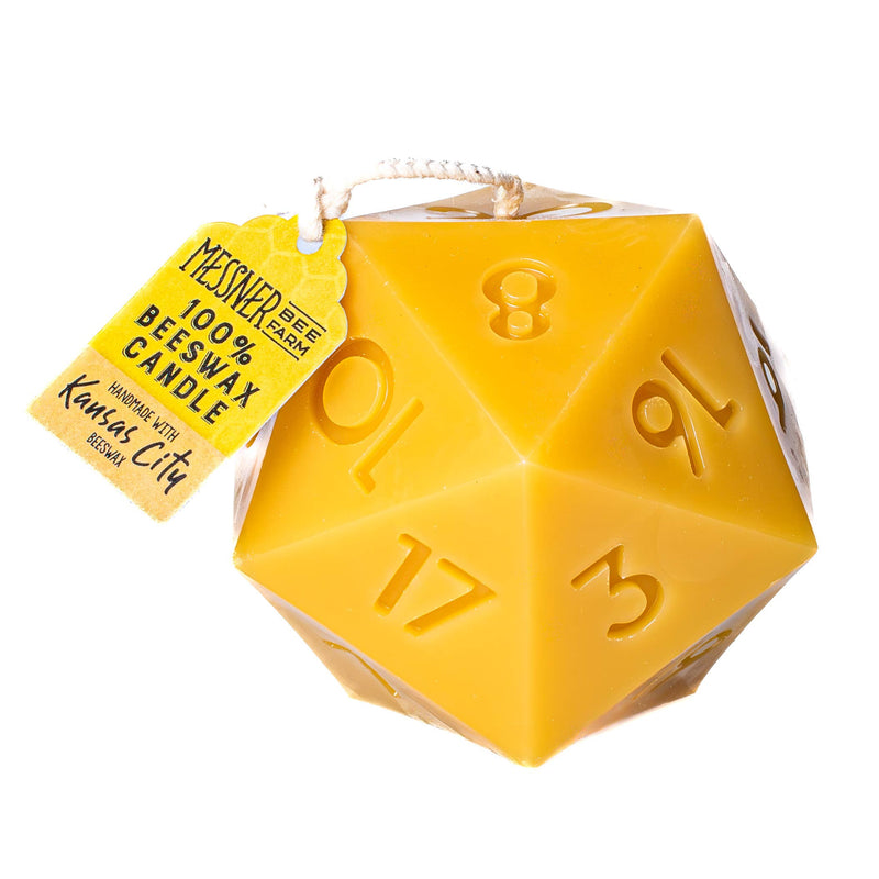 D20 Dice - 100% Beeswax Candle - Handmade