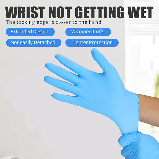 Blue Nitrile Exam Gloves, 4 Mil Latex-Free, 100 Pcs : M