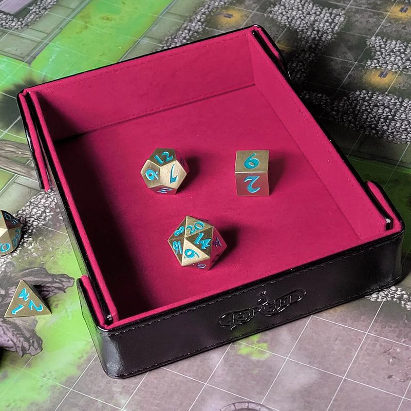 Compact Magnetic Dice Tray - Red