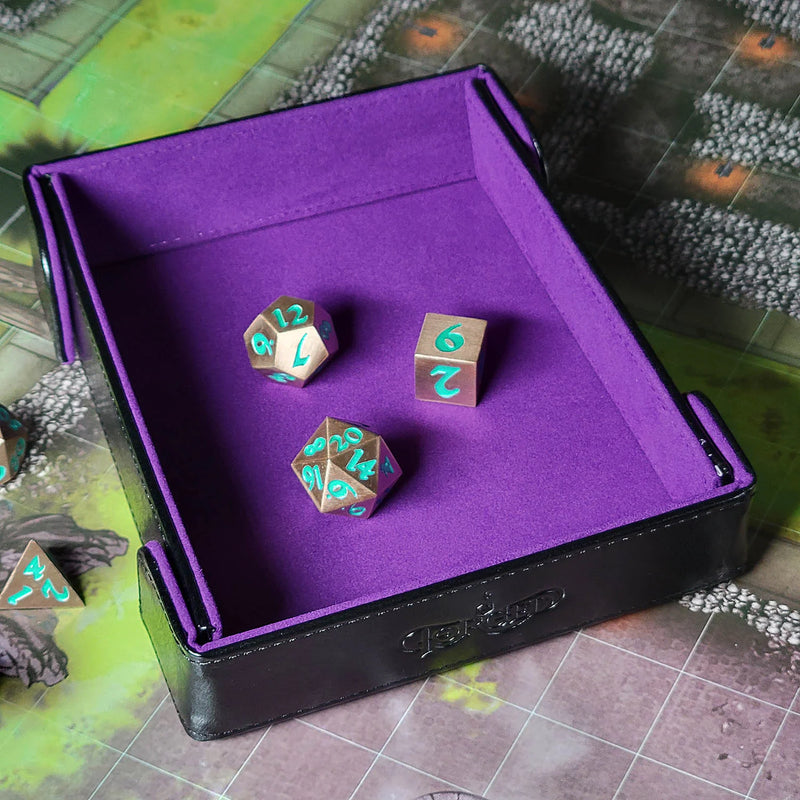 Compact Magnetic Dice Tray - Purple