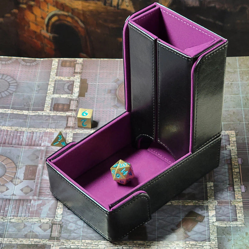 The Keep: Compact Magnetic Dice Tower and Dice Tray - Purple