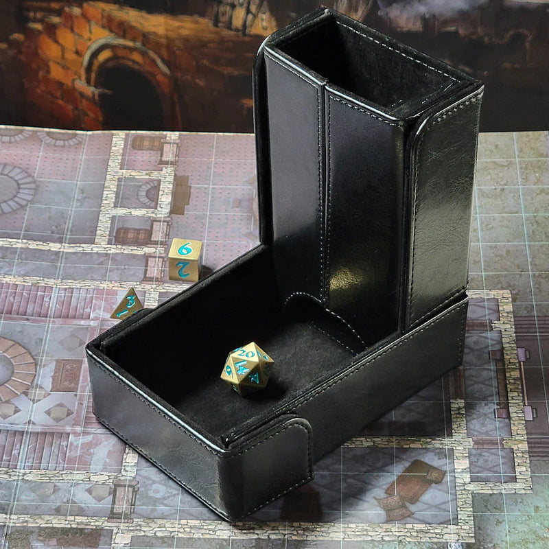 The Keep: Compact Magnetic Dice Tower and Dice Tray - Black