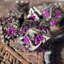 Sacred Hollows Silver Purple Hollow Metal RPG Dice Set