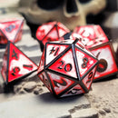 Guardian Gun Metal Red White Swirl Metal RPG Dice Set of 7