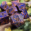 Tiger Stripe Copper Blue Glitter Metal RPG Dice Set of 7