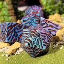 Tiger Stripe Blue Color Shift Red Glitter Metal RPG Dice Set of 7