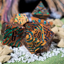 Tiger Stripe Bronze Green Glitter Metal RPG Dice Set of 7