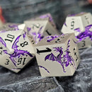 Dragon Attack Silver Purple Metal RPG Dice Set of 7
