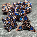 Gothic Knight Copper Blue Metal RPG Dice Set of 7