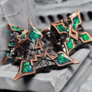 Gothic Knight Copper Green Metal RPG Dice Set of 7