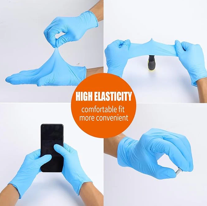 Blue Nitrile Exam Gloves, 4 Mil Latex-Free, 100 Pcs : XL