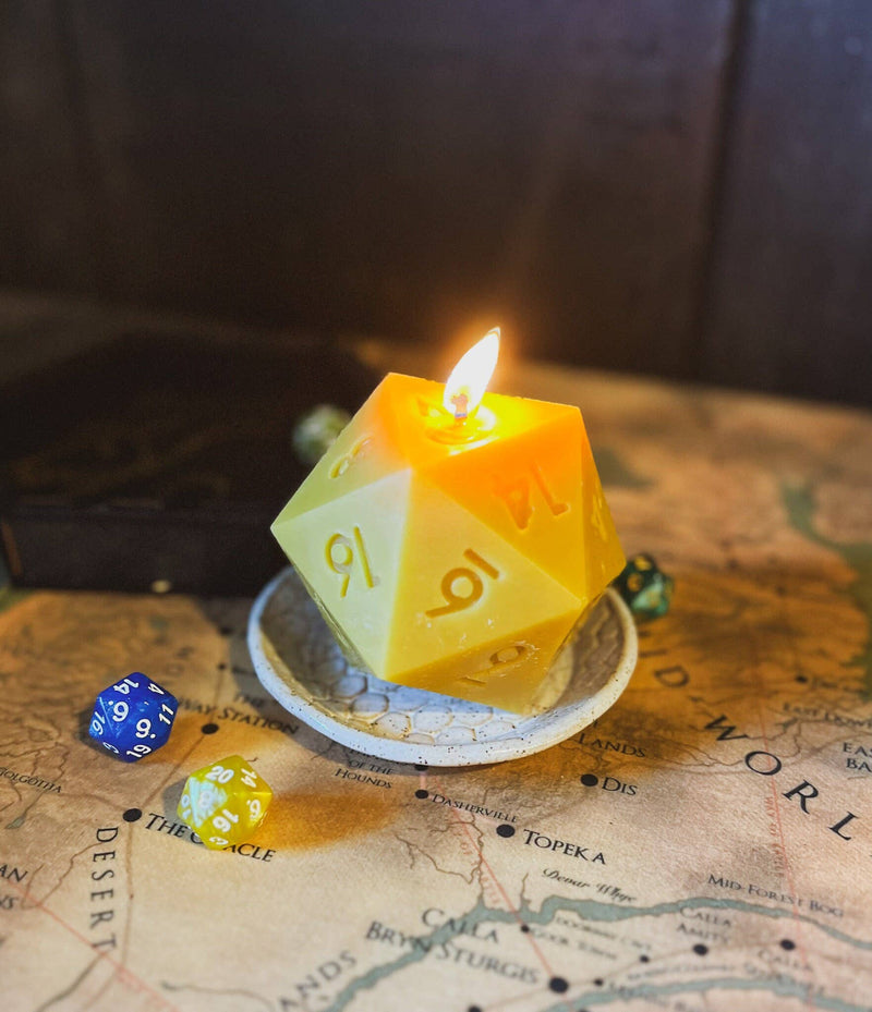D20 Dice - 100% Beeswax Candle - Handmade