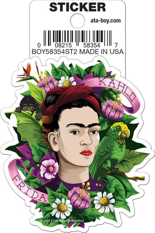 Frida Kahlo with Purple Flowers Die Cut Sticker
