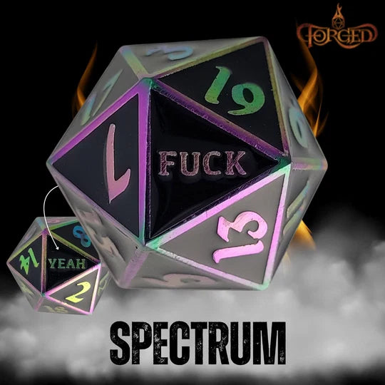 Fuck Yeah D20 Metal RPG Dice (Spectrum)