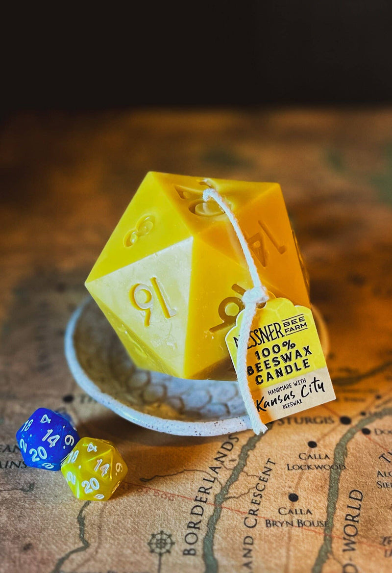 D20 Dice - 100% Beeswax Candle - Handmade