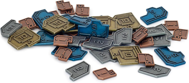 Stonemaier Games: Metal Sci-Fi Coins (Vantage) | Sci-Fi Coins to Enhance Your Gameplay | 45 Metal Coins