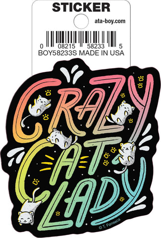 Tobe Fonseca Crazy Cat Lady Die Cut 3" Vinyl Sticker