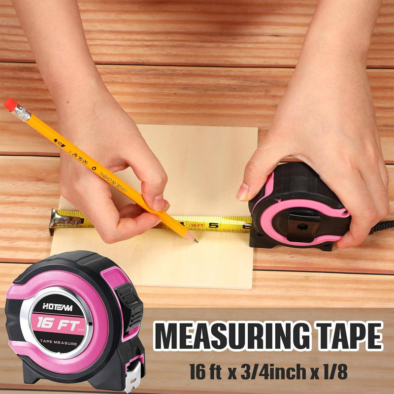 16ft Pink Measuring Tape with Fractions – Easy Read