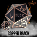 Fuck Yeah D20 Metal RPG Dice (Copper Black)