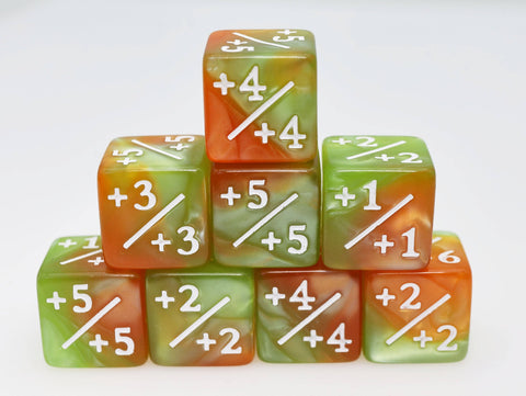 +1/+1 Green & Gold Counters for Magic - Set of 8