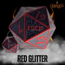Fuck Yeah D20 Metal RPG Dice (Red Glitter)