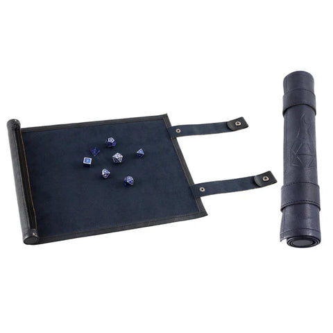 Scroll Dice Tray with Dice Storage(Blue)