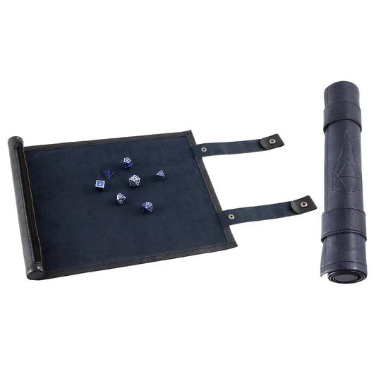 Scroll Dice Tray with Dice Storage - Blue