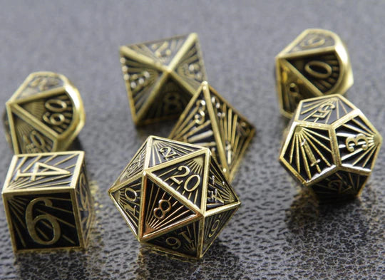 Deco Black Gold Metal Dice Set