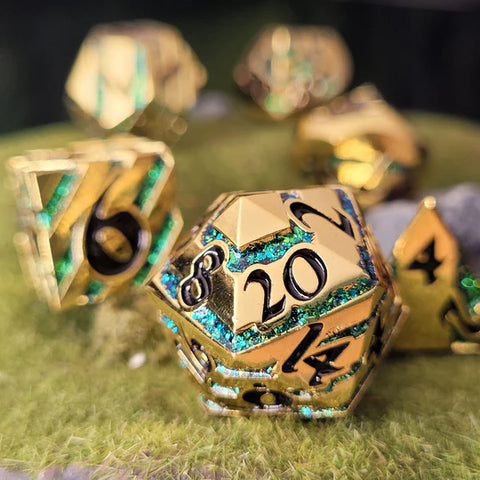 Banded Gersidi's Jade Set of 7 Metal Dice Set