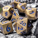 Forged Lore Antique Bronze with Blue Glitter Set of 7 Metal Dice