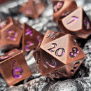 Forged Lore Antique Copper with Purple Glitter Set of 7 Metal Dice Set