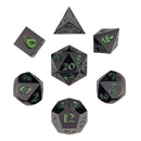 Forged Lore Gunmetal with Green Mica 7-Piece Metal Dice Set