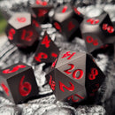 Forged Lore Gunmetal Matte with Red Set of 7 Metal Dice Set