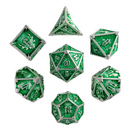 Ossuary Obscura Silver Green Metal RPG Dice Set