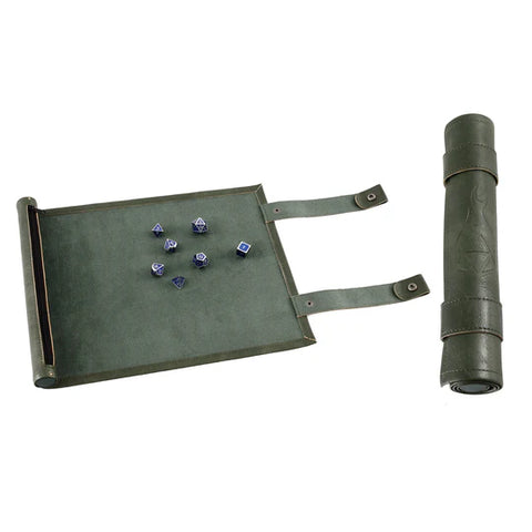 Scroll Dice Tray with Dice Storage(Green)
