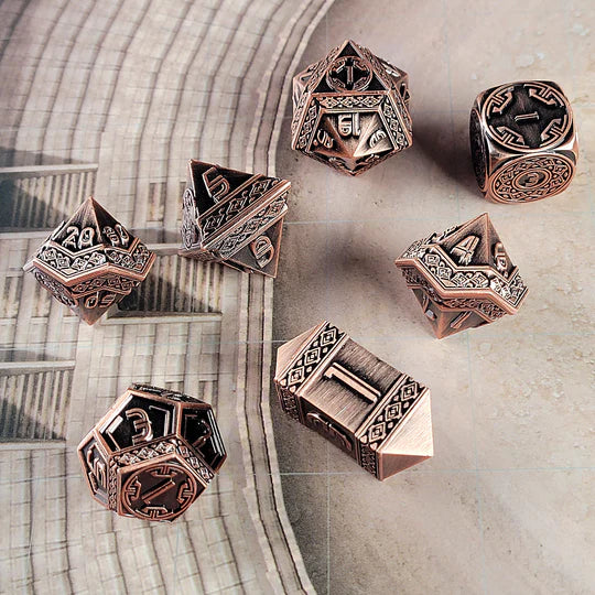 Nahuatl's Chance Copper Metal RPG Dice Set of 7
