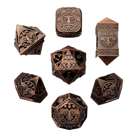 Nahuatl's Chance Copper Metal RPG Dice Set of 7