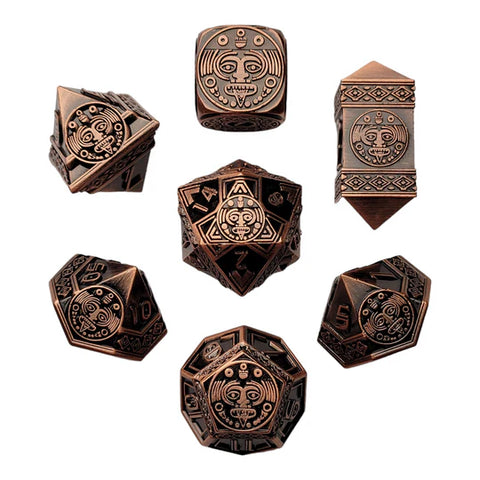 Nahuatl's Chance Copper Metal RPG Dice Set of 7