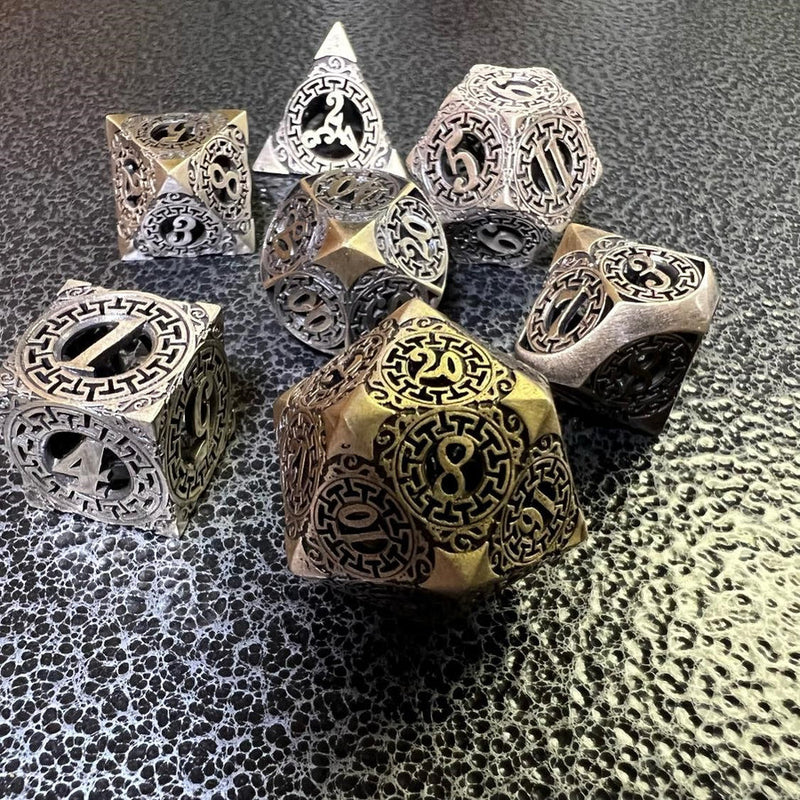 Ancient Gates Hollow Metal RPG Dice Set