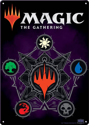 Magic the Gathering Mana Symbols Metal Sign (11.5" x 8.25")