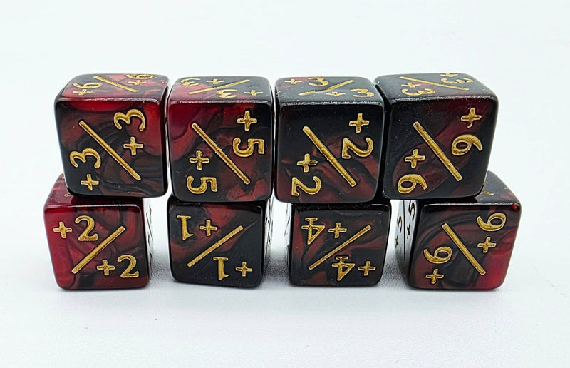 +1/+1 Red & Black Counters for Magic - set of 8