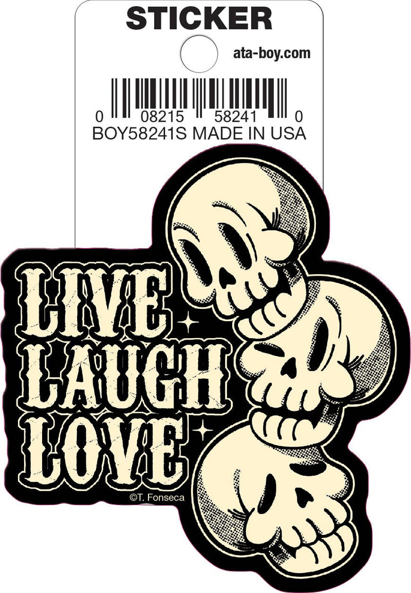 Tobe Fonseca Live Laugh Love Die Cut 3" Vinyl Sticker