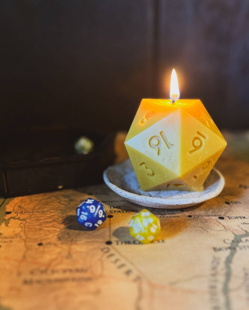 D20 Dice - 100% Beeswax Candle - Handmade