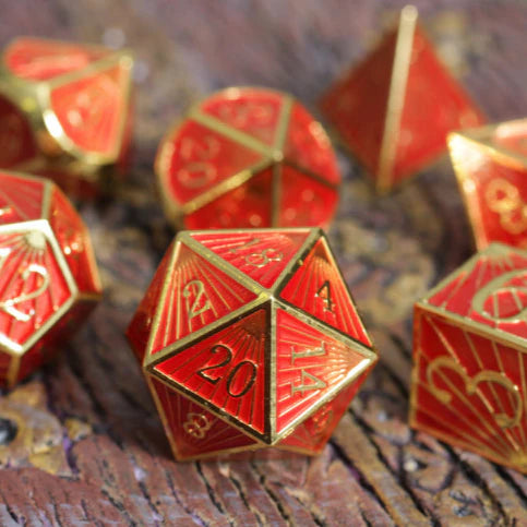 Deco Red Gold Metal Dice Set