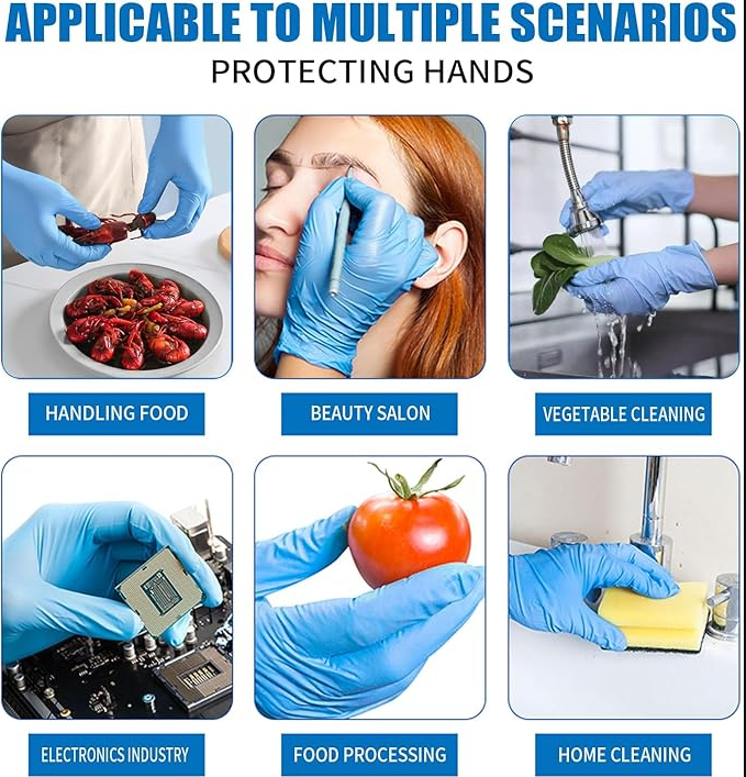 Blue Nitrile Exam Gloves, 4 Mil Latex-Free, 100 Pcs : M