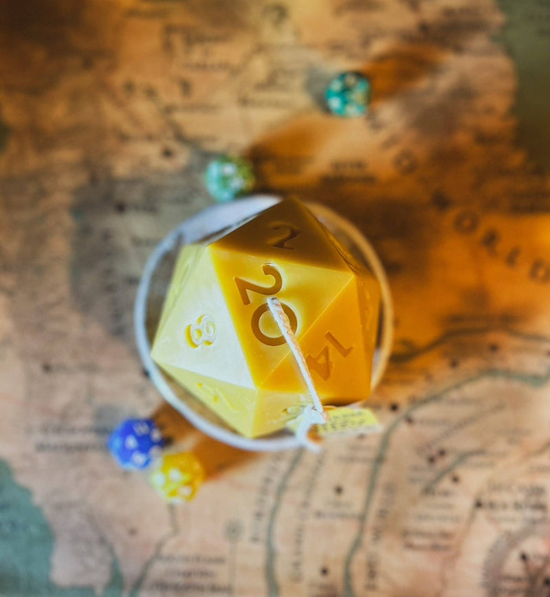 D20 Dice - 100% Beeswax Candle - Handmade