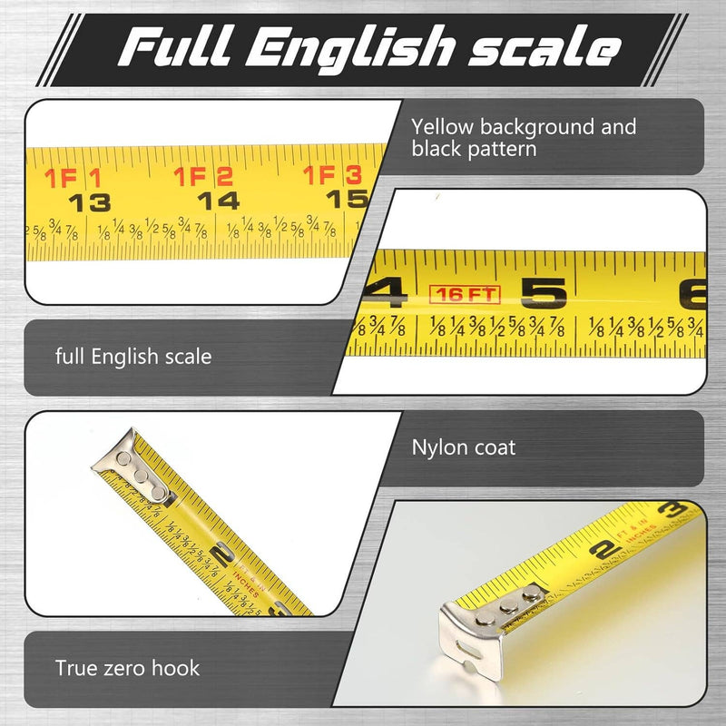 16ft Pink Measuring Tape with Fractions – Easy Read